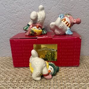 Fitz and Floyd Frosty Folks Tumbler Set of 3